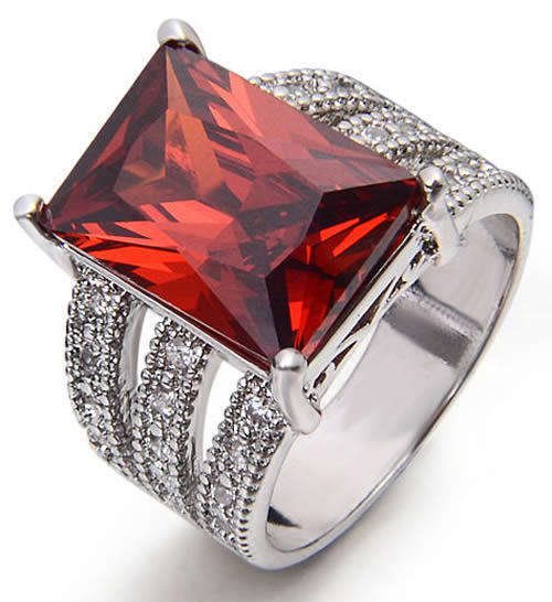 ***WOAW!!!***STUNNING RUBY RED AND WHITE AND CZ STERLING SILVER RING!!!