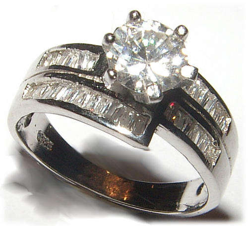 NEW ITEM LISTING! - DIAMOND SIMULANT STERLING SILVER SOLITAIRE ENGATEMENT RING.