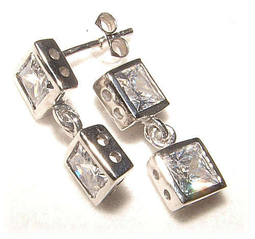 CUTE STERLING SILVER CZ DANGLING EARRINGS!