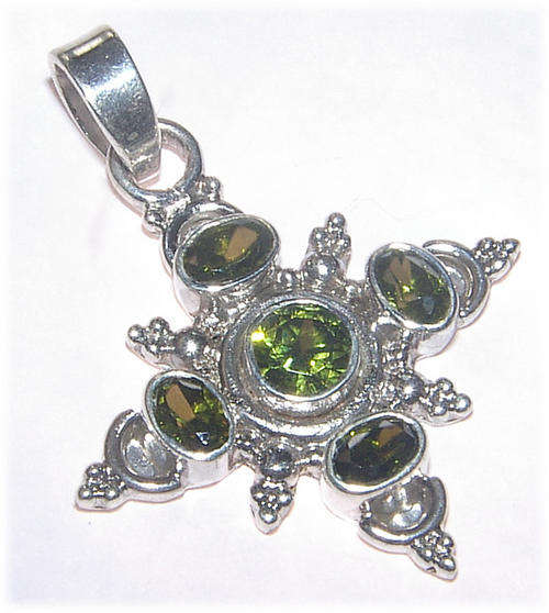 Genuine Natural VIETNAMESE PERIDOT Sterling Silver Cross