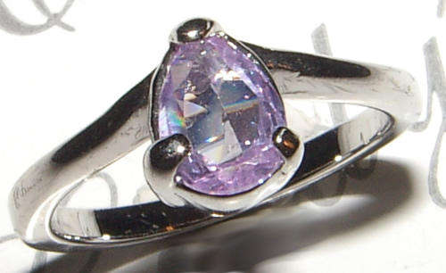 SWEET WHITE GOLD PLATED LAVENDER CZ RING