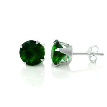 6mm PRONG SET ROUND BRILLIANT CUT WHITE SIMULATED DIAMOND STERLING SILVER STUD EARRINGS!