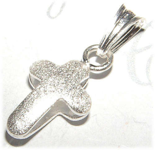 STUNNING BRUSHED STERLING SILVER CROSS PENDANT