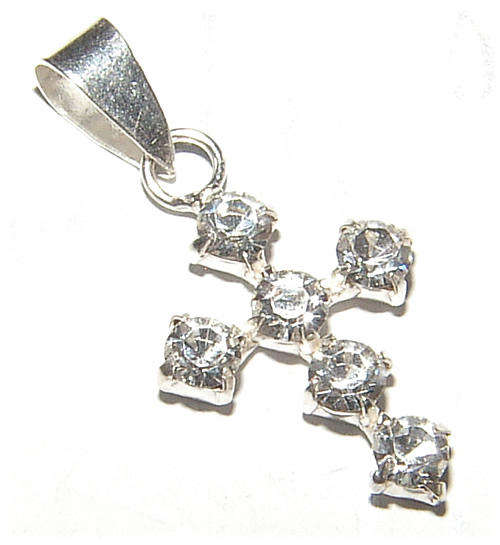 Sterling Silver SWAROVSKI CRYSTAL Cross Pendant!