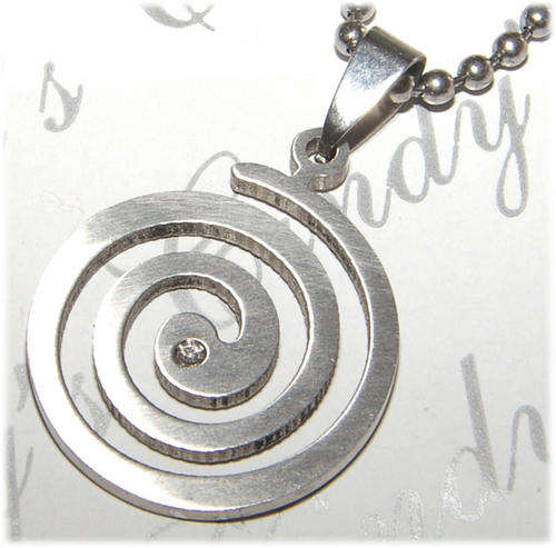 MODERN UNISEX STAINLESS STEEL  PENDANT WITH DIAMOND SIMULANT