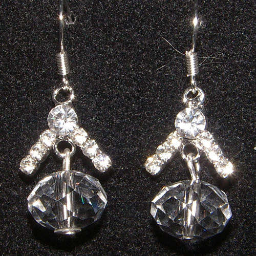FANCY CUT GLASS CRYSTALS WITH RHINESTONES, FASHION EARRINGS.