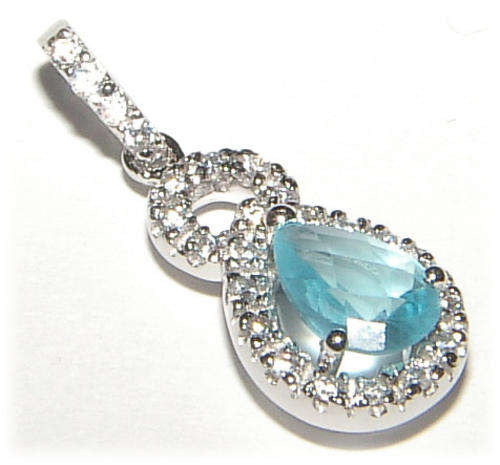 CUTE STERLING SILVER RHODIUM LAZER CUT TOPAZ PENDANT