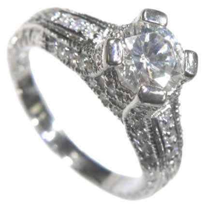 SOLITAIRE FINE FILIGREE ENGAGEMENT RING - EXCELLENT QUALITY!