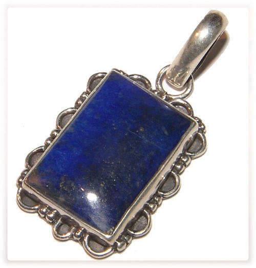 NATURAL LAPIZ LAZULI STERLING SILVER PENDANT