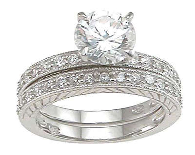 CLASSIC ENGAGEMENT BRILLIANT "WEDDING RING SET" SIZE N
