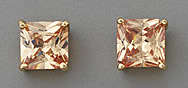 5 mm SQUARE CITRINE CZ STERLING SILVER STUD EARRINGS!