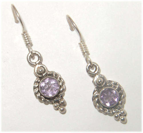 GENUINE AMETHYST DANGLING EARRINGS - FINE QUALITY!