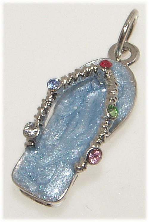 STUNNING RHINESTONE ENCRUSTED FLIP-FLOP PENDANT -- FINE QUALITY