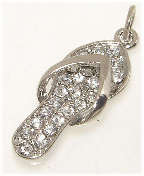 STUNNING RHINESTONE ENCRUSTED FLIP-FLOP PENDANT -- FINE QUALITY