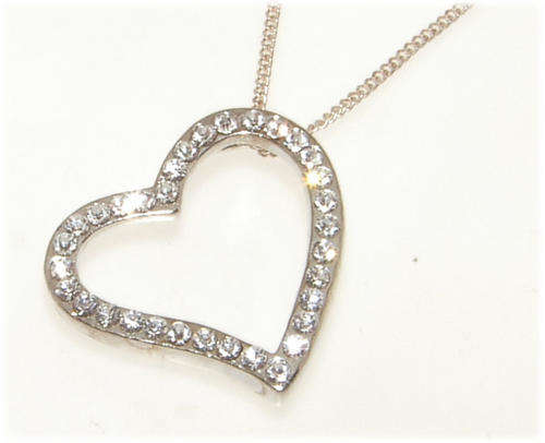 STUNNING RHINESTONE ENCRUSTED HEART PENDANT -- FINE QUALITY