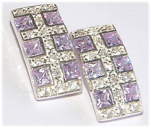 CLASSIC STERLING LAVENDER DIAMOND SIMULANT STUD EARRINGS!