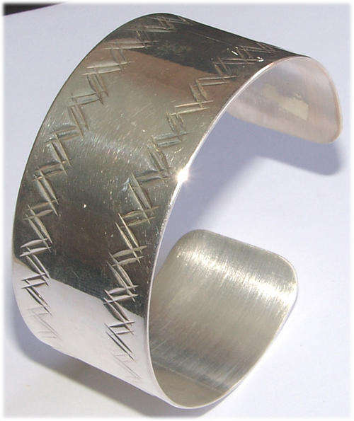 ***SOLID*** BROAD ENGRAVED .925 STERLING SILVER BANGLE!