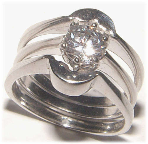 ***STUNNING DESIGN!!*** WHITE SIMULATED DIAMOND STERLING SILVER WEDDING RING SET