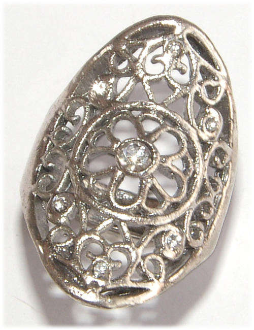 SILVER BLING RING WITH RHINESTONES - NEW!