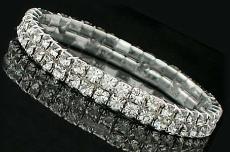 ***SPARKLING!!***TWO-STRAND RHINESTONE CRYSTAL STRETCHY BRACELET!