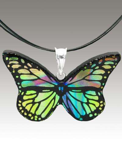***UNIQUE*** DICHROIC FUSED GLASS JEWELLERY - BUTTERFLY PENDANT!