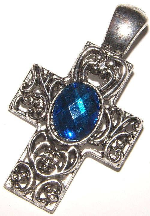 BIG!!! STUNNING SILVER FILIGREE CROSS PENDANT