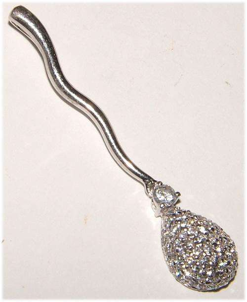DESIGNER INSPIRED WHITE DIAMOND SIMULANT RHODIUM PLATED  LINEAR PENDANT.
