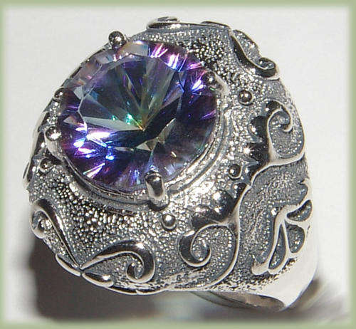 ***NATURAL GEMSTONES!!!***STUNNING NATURAL MYSTIC TOPAZ IN STERLING SILVER RING!!!