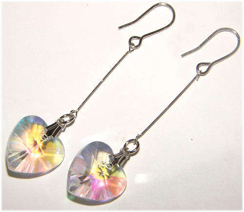 ***NEW!*** BEAUTIFUL ALPACA SILVER CRYSTAL DANGLING EARRINGS!!!