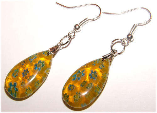 ***NEW!*** BEAUTIFUL MILLEFIORI GLASS DANGLING EARRINGS!!!