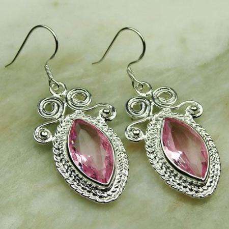 ***NATURAL GEMSTONES!!!***STUNNING NATURAL PINK TOPAZ IN STERLING SILVER EARRINGS!!!