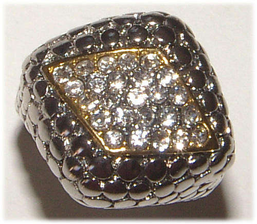 BEAUTIFUL RHINESTONE ENCRUSTED TWO-TONE DRESS RING - ***NEW***!