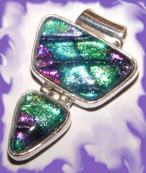 UNIQUE DICHROIC FUSED GLASS JEWELLERY - STUNNING PENDANT!