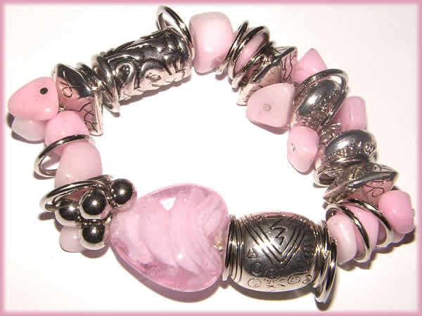 ***CHARM-ING!! STUNNING MURANO GLASS STRETCHY BRACELET WITH NATURAL GEMSTONES!!