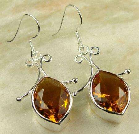 ***NATURAL GEMSTONES!!!***STUNNING NATURAL COGNAC CITRINE IN STERLING SILVER EARRINGS!!!