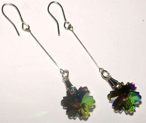 ***NEW!*** BEAUTIFUL ALPACA SILVER CRYSTAL DANGLING EARRINGS!!!