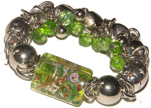 ***CHARM-ING!! STUNNING MURANO GLASS STRETCHY BRACELET!!