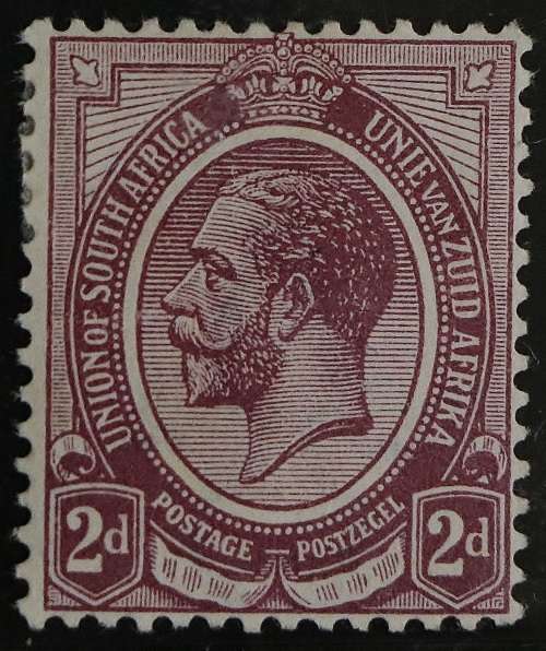 SACC 5f: King George V issue. 2d Reddish-purple with inv watermark (from booklet) Hinge-mark