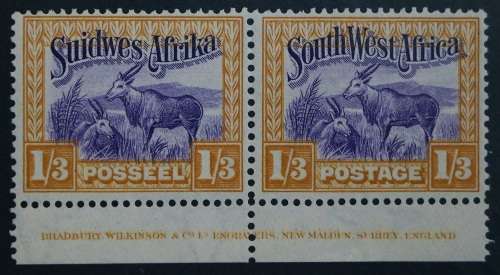 SACC 110a:1931.1st Pictorials of S.W.A.1s3d Eland Antelopes inscriptional pr. Wmk. M. Springbok Head
