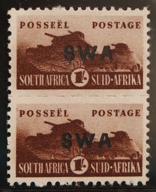 SACC 157:S.W.A. Reduced War Eff. of S.A. overpr. `S W A` 1s chocolate pr.(larger overprint) MNH.