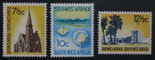 SACC 207 - 209: 1961. 1st Dec. Def. iss. of S.W.A. 7½c, 10c, 12½c. All 3 MNH. Wmk. Coat of Arms.