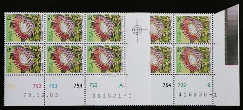 SACC 422,422a:3rd Def. Iss. 5c: 11 Contr. Blks., A and B.Diff dates and Margins.Cyl. No.751-754 722