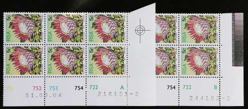 SACC 422,422a:3rd Def. Iss. 5c: 11 Contr. Blks., A and B.Diff dates and Margins.Cyl. No.751-754 722