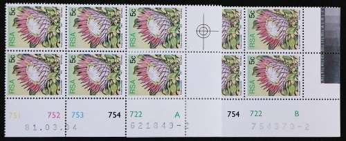 SACC 422,422a:3rd Def. Iss. 5c: 11 Contr. Blks., A and B.Diff dates and Margins.Cyl. No.751-754 722