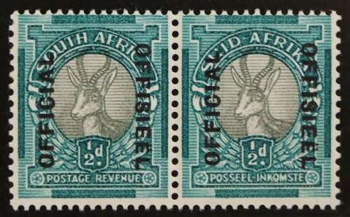 SACC 37: OFF of S.A.1944.½d grey + blue-gr. pr.Overpr. reading up and down.MNH.Note 2nd E of `OFF`