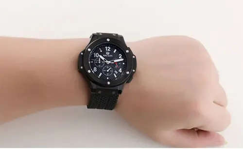 *LOWEST SHIPPING* MEGIR 3002 CHRONOGRAPH BLACK WATCH WITH WATCH BOX