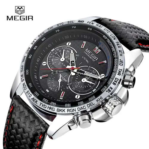 MEGIR 1010 MENS LEATHER WRIST WATCH WITH WATCH BOX