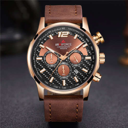 *LOWEST SHIPPING* Armiforce Mens Chronograph Genuine Leather Watch With Watch Box