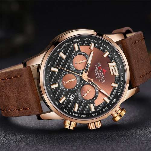 *LOWEST SHIPPING* Armiforce Mens Chronograph Genuine Leather Watch With Watch Box