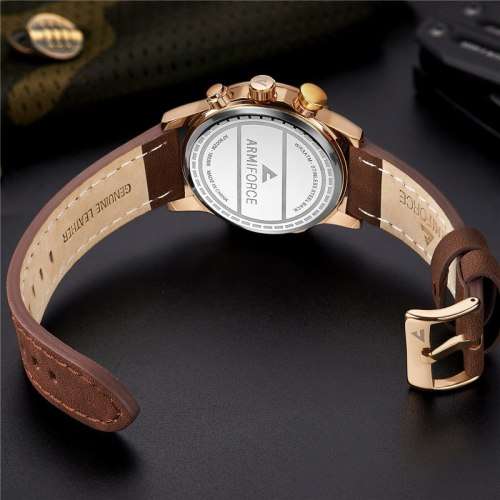 *LOWEST SHIPPING* Armiforce Mens Chronograph Genuine Leather Watch With Watch Box